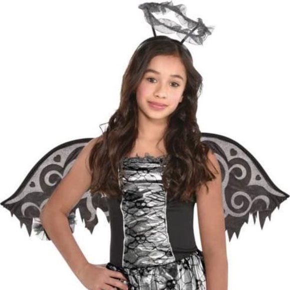 BRAND NEW girl angel 6 pcs halloween costume size XL 14-16 (with halo & wings) - Picture 1 of 7